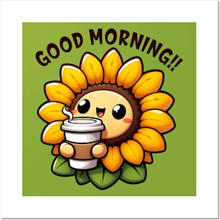 Good Morning Sunflower Design Posters and Art